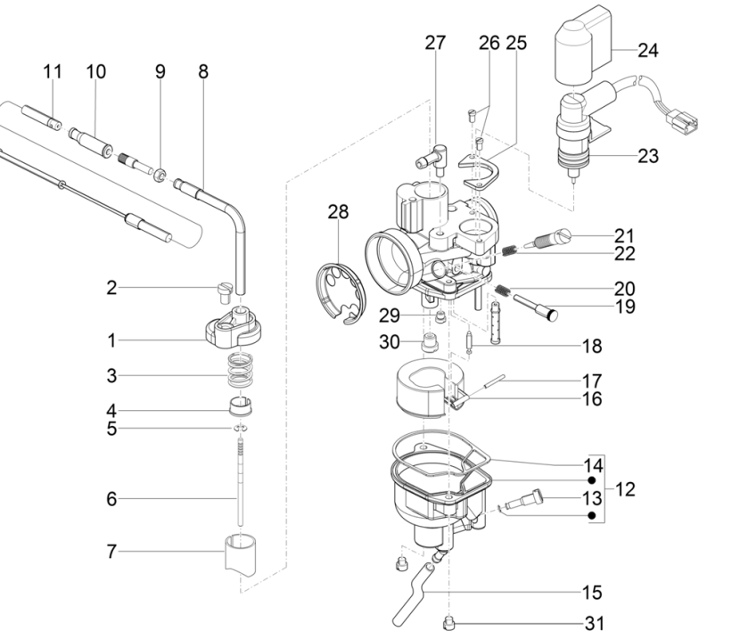Części gaźnika Piaggio NRG Power 50 2-suwowy LC Euro 4