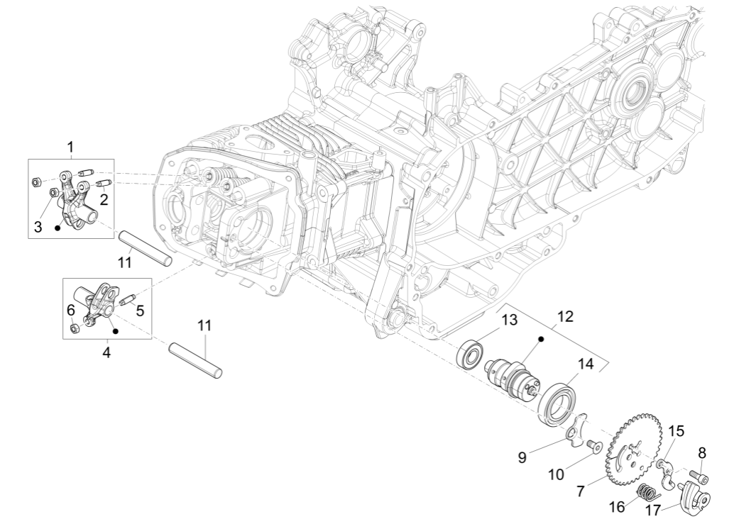 Wałek rozrządu - Koło zębate wałka rozrządu - Kołnierze Vespa Sprint 150 3V IE ABS Euro 3 2015