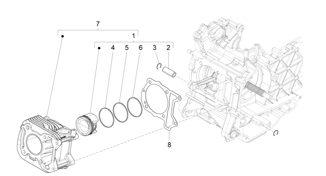 Siłownik - tłok Vespa Sprint 150 3V IE ABS Euro 3 2015