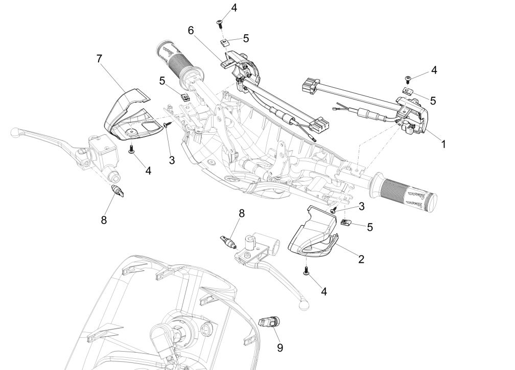 Przełączniki - Przyciski Vespa Sprint 150 3V IE ABS Euro 3 2015
