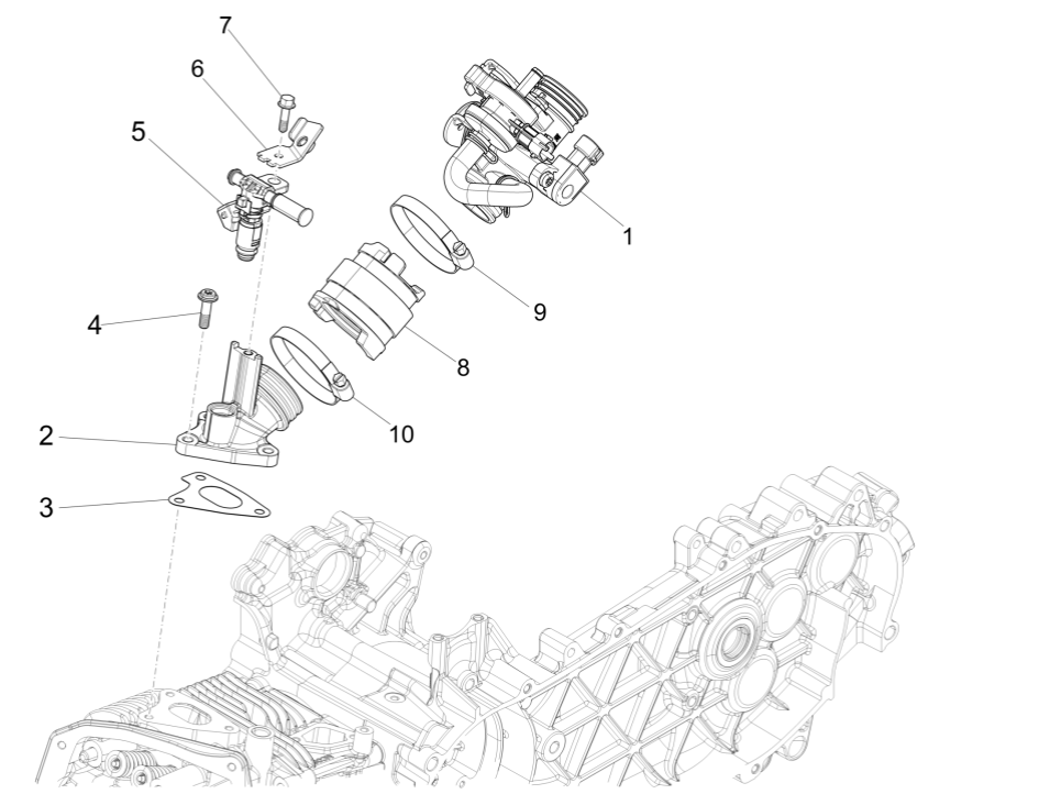 Korpus przepustnicy - Wtryskiwacz - Kolektor dolotowy Vespa Sprint 150 3V IE ABS Euro 3 2015