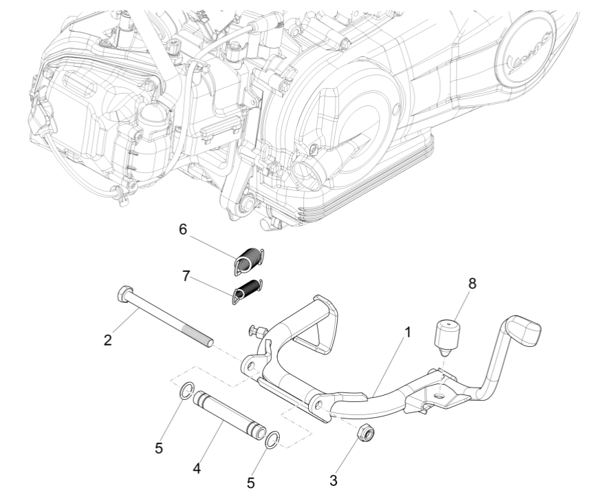 Podstawka środkowa Vespa Sprint 150 3V IE ABS Euro 3 2015