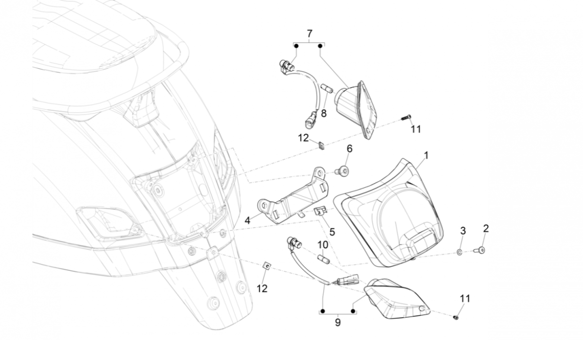 Światło tylne - Wskaźniki tylne Vespa GTS 300 Super HPE 4V IE ABS Euro 5 2020-2022