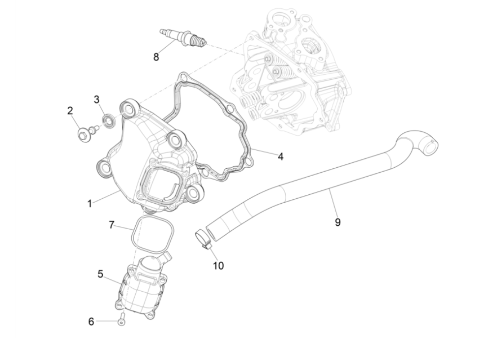 Pokrywa zaworu - Świeca zapłonowa Vespa GTS 300 Super HPE 4V IE ABS Euro 5 2020-2022