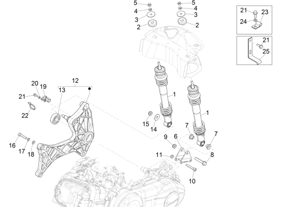 Amortyzator Vespa GTS 300 Super HPE 4V IE ABS Euro 5 2020-2022
