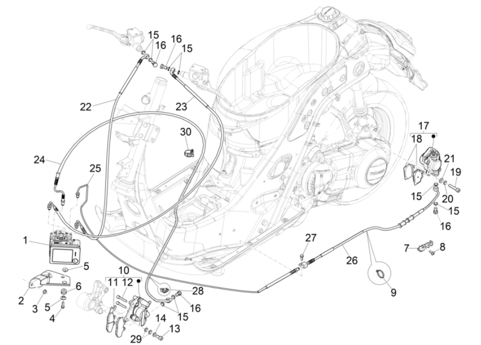 Części hamulcowe - Vespa GTS 300 Super HPE 4V IE ABS Euro 5 2020-2022
