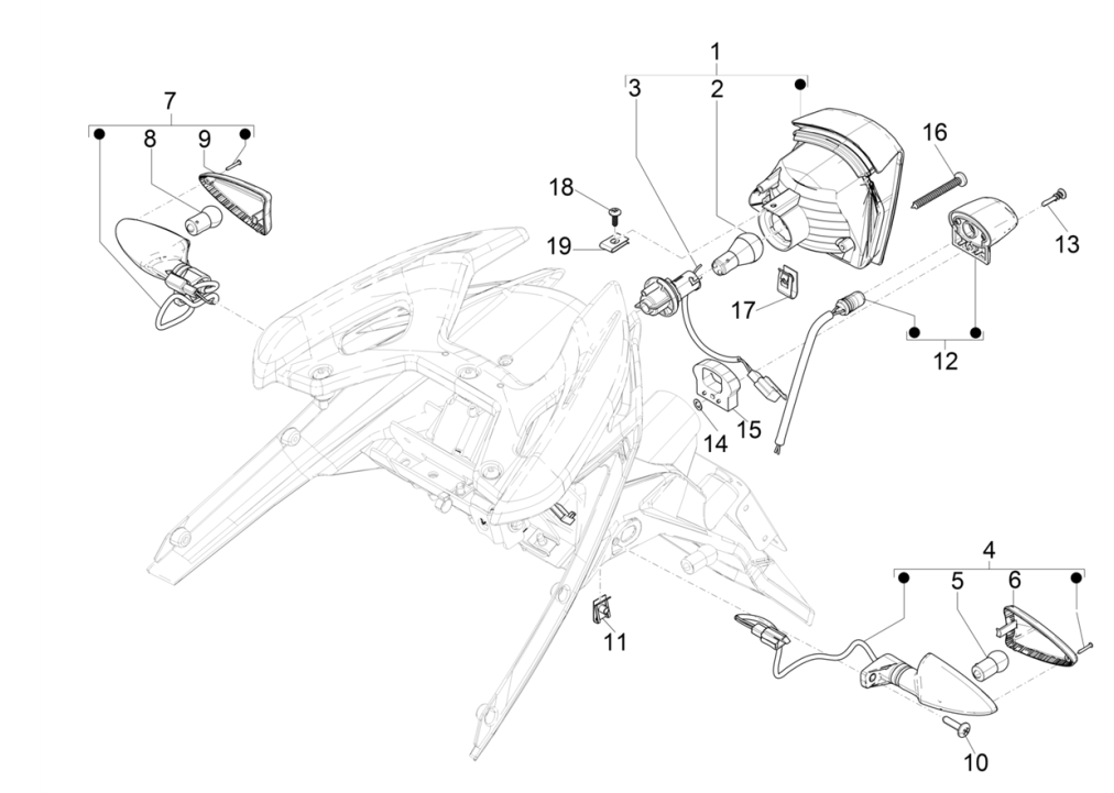 Światło tylne - Tylne wskaźniki Piaggio Typhoon 50 2-stroke Euro 4 2018-2020