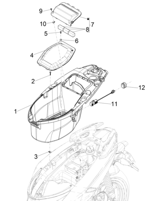 Piaggio Typhoon 50 2-suwowy pudełko na kask Euro 4 2018-2020