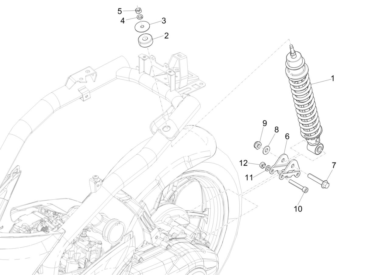 Amortyzator Liberty 125 IGET 4T 3V IE E4 ABS 2015 - 2019 (EMEA)