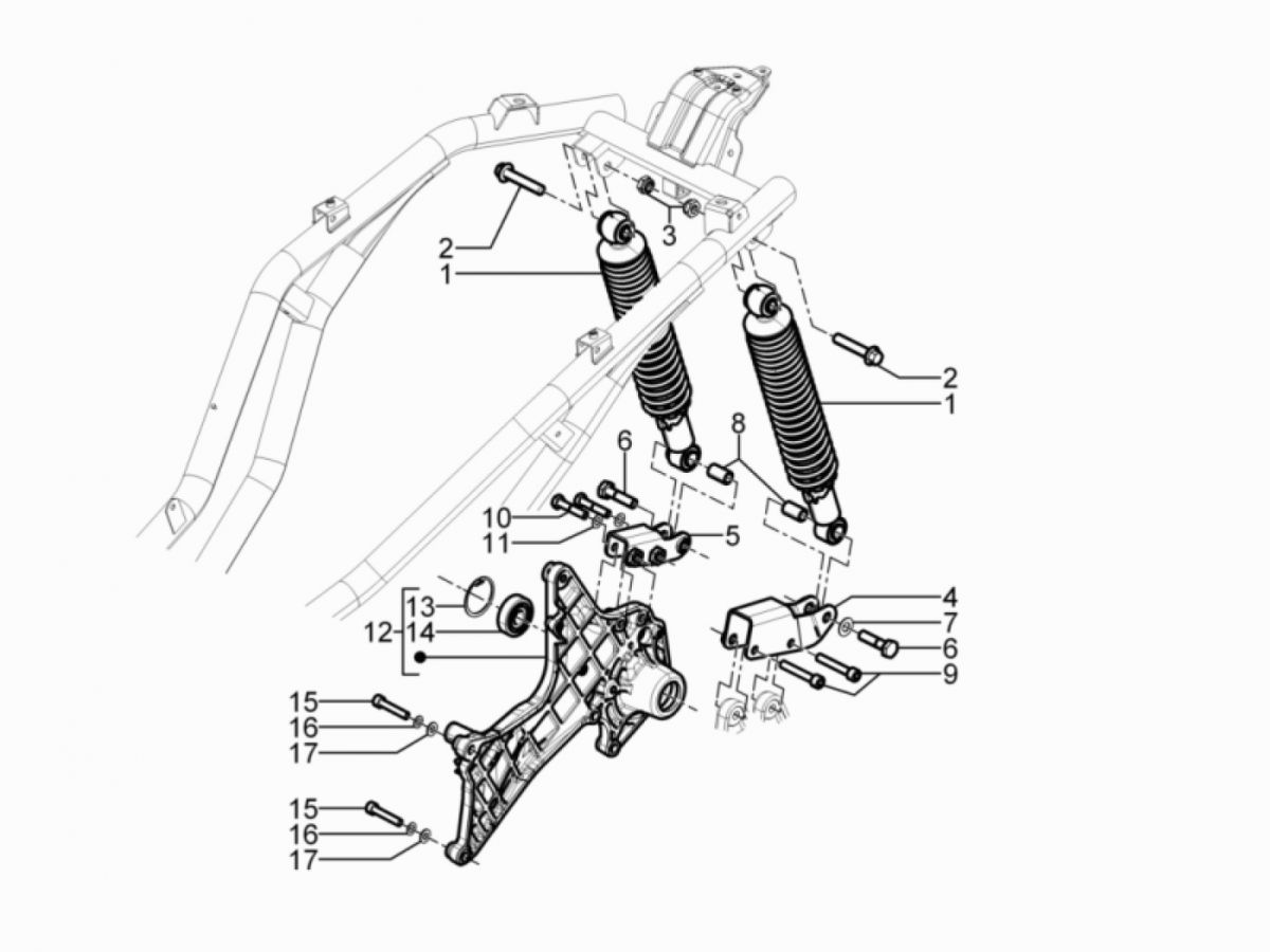 Piaggio Beverly 300 IE ABS E4 2016 - 2020 amortyzator (EMEA)