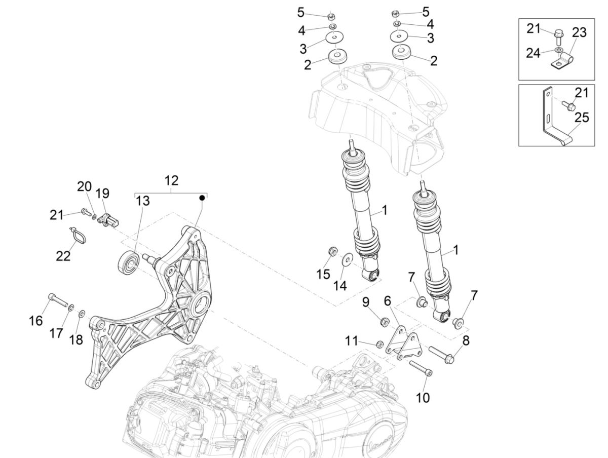 Amortyzatory Vespa GTS 300 HPE 4T 4V IE ABS E4 2019 (EMEA)