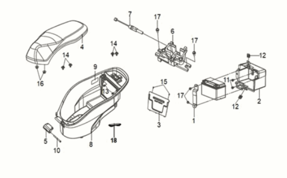 Siedzisko - bagażnik Sym Mio 50I E5