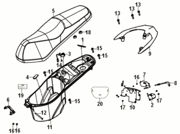 Seat - rear grip Sym Jet 14 125I LC E5 2021-2024