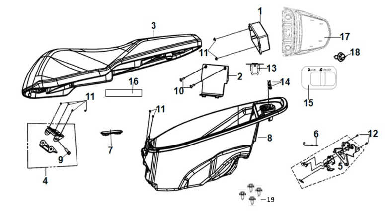 Siedzisko - uchwyt tylny Sym X-Pro 50 E5