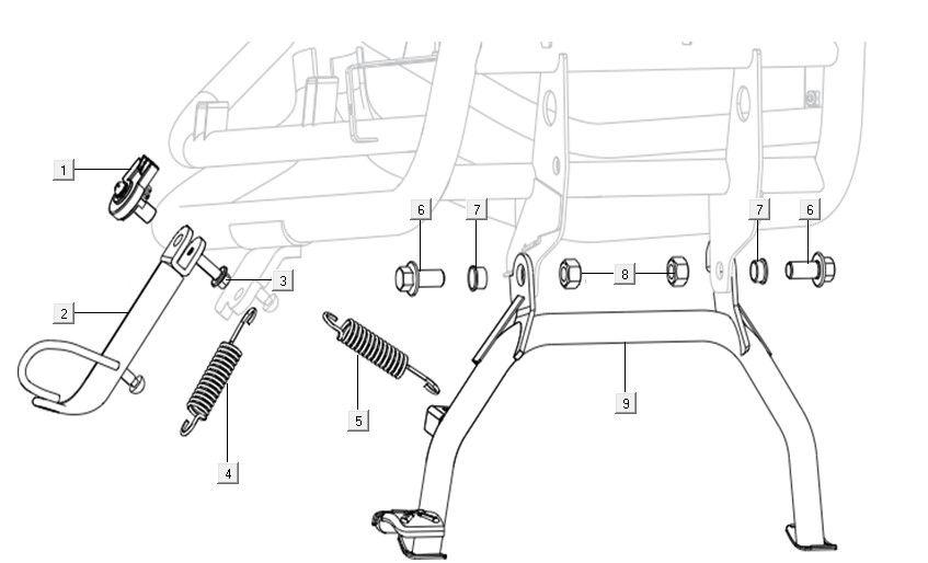 Stojak boczny środkowy Niu N1S