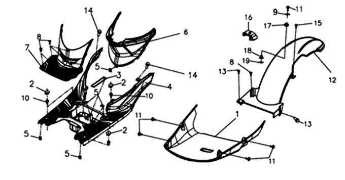 Osłona stopy/stelaża Sym Symphony ST 125I E4 Black/Silver (BK-001C/S-882U)