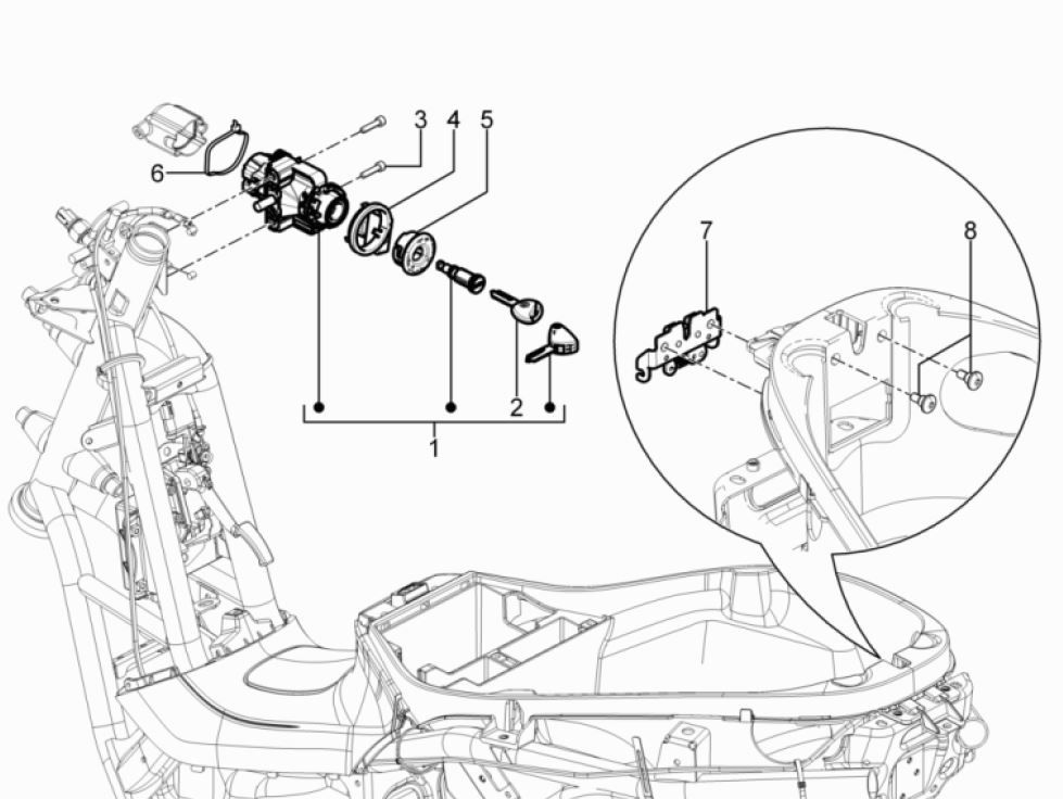 Piaggio MP3 300 HPE /300 HPE SPORT E5 ABS 2020-2022 zamki (EMEA)