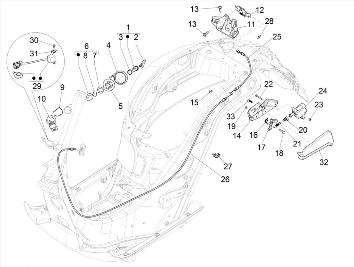 Zamki Vespa GTS 300 HPE 4T 4V IE ABS E4 2019 (EMEA)