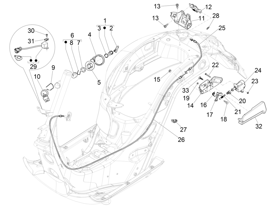 Zamki Vespa GTS 125 4T E5 ABS 2021 (EMEA)