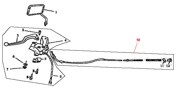 Lusterko lewe Orła Skrzydło Torino 125cc