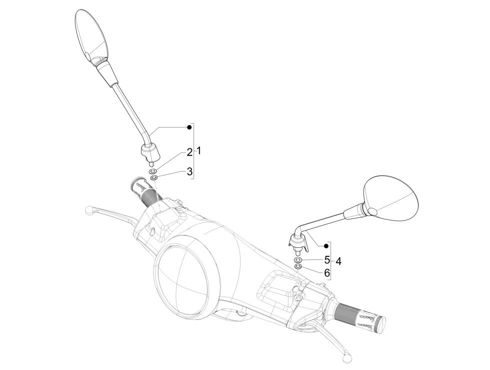 Vespa Primavera 4-suwowe lusterka 3V (wtrysk euro5 IGET)