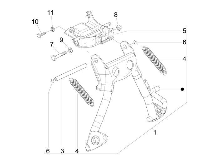 Stojak środkowy Vespa Sprint 2-suwowy