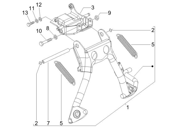 Stojak środkowy Piaggio Fly 2-suwowy