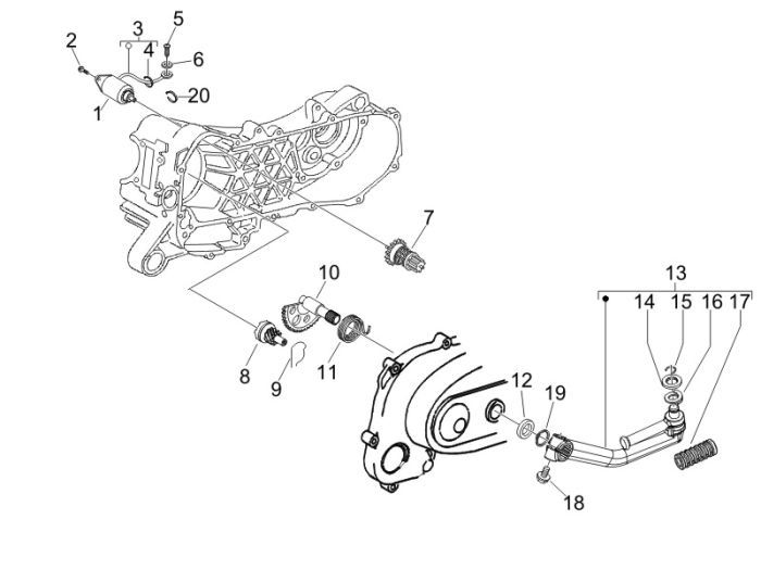Rozrusznik - Kickstarter Piaggio New Fly 4-suwowy 4-zawór