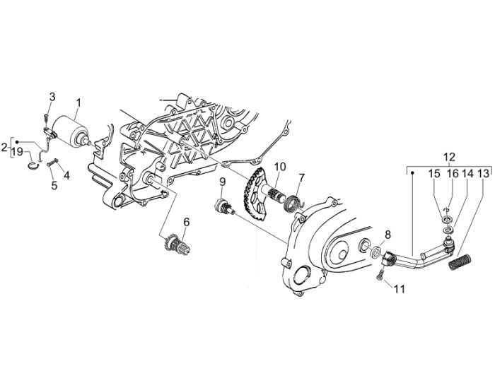 Rozrusznik - Kickstarter Piaggio Fly 2-suwowy