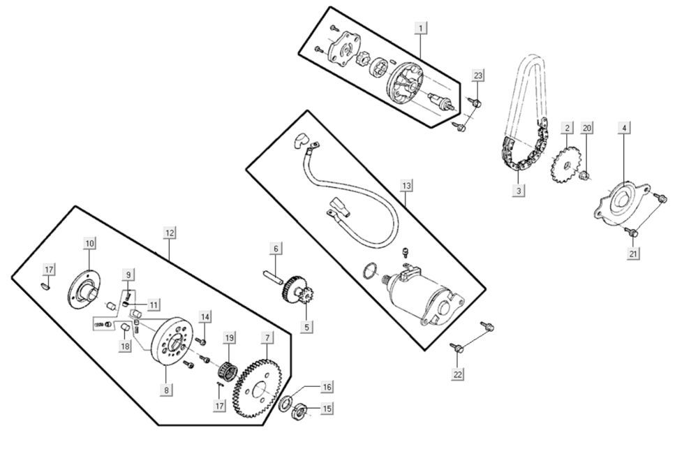 Rozrusznik - Pompa Oleju Kymco Like 200i Czarny