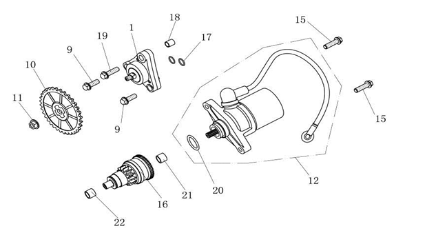 Rozrusznik bendix China Ape50 brązowy