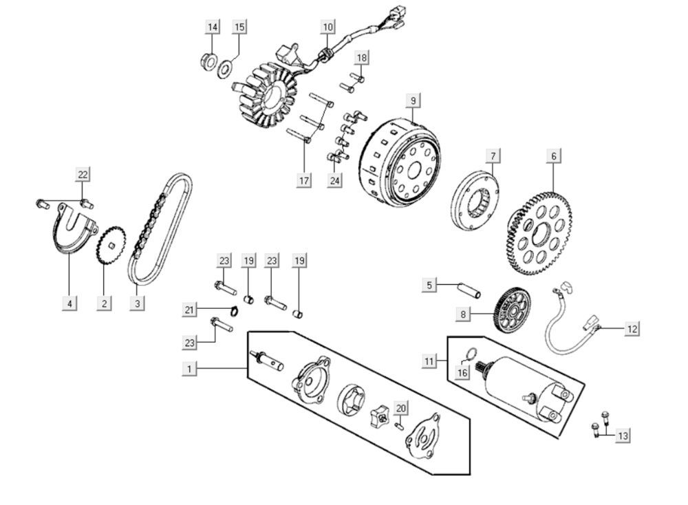 Rozrusznik Kymco Xciting 400i Perłowy Czarny
