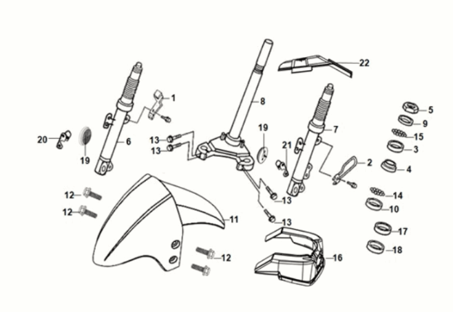 Trzpień kierownicy - poduszka przednia Sym Orbit III 50 E5 Flash Black/Matt Black (BK-5560S/BK-007U)
