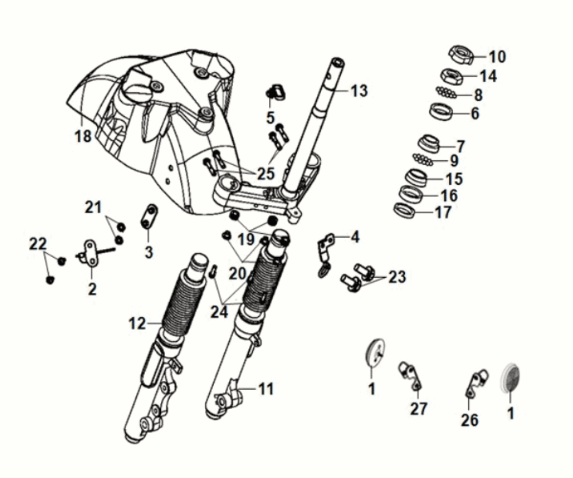 Głos kierowniczy - poduszka przednia Sym Fiddle IV 50 E5 Czarny (BK-007U)