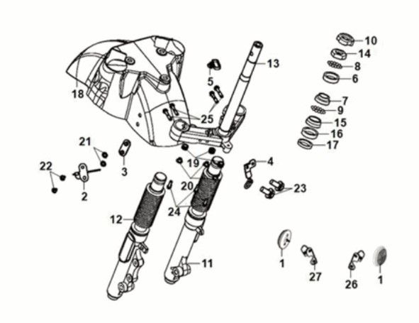 Steering stem - front cushion Sym Fiddle IV 125i AC CBS E5 2020-2021 SLATE BLUE/ SUBMARINE GREY (GY7547UL)