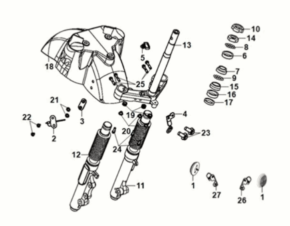 Steering stem - front cushion Sym Fiddle IV 125i AC CBS E5 2020-2021 PRIMAVERA BLUE (BU-2154U)