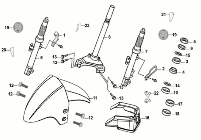 Steering stem - Front Cushion  Sym Orbit III 125i E5 Grey (GY-430C)