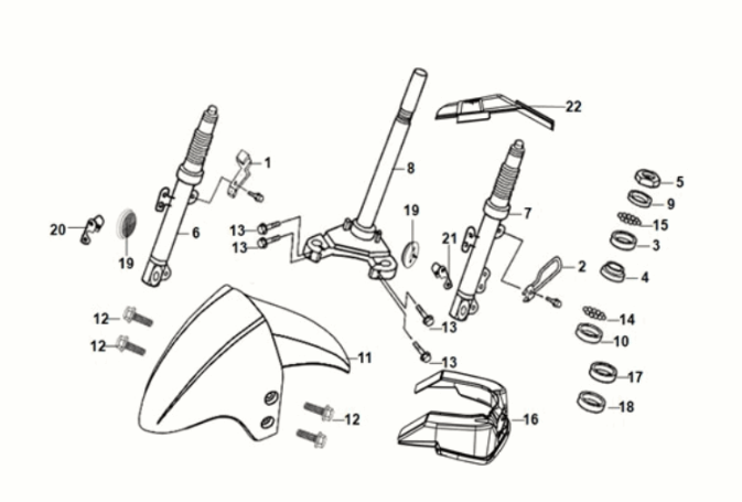 Głos kierowniczy - poduszka przednia Sym Orbit III 50 E5 Dutch White (WH-006)