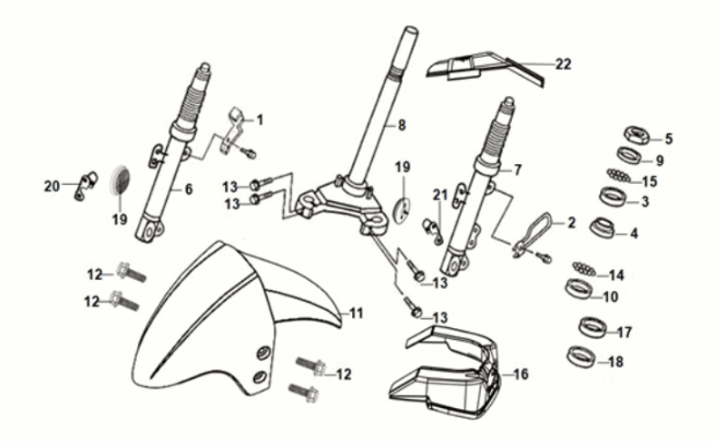 Trzpień kierownicy - poduszka przednia Sym Orbit III 50 E5 Ice Sea Blue/Matte Iron Grey (BU-300S/GY7450U)