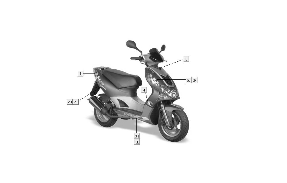 naklejki transfery Kymco Super9 AC 2-suwowy nm żółty - czarny