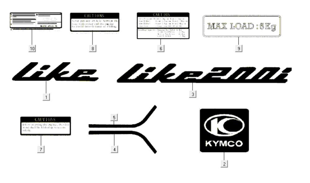 Naklejki - Emblematy Kymco Like 200i Czarne