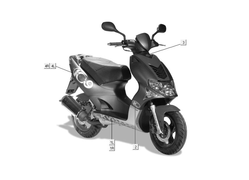 Naklejki - Transfery Kymco Super9 2-suwowy mm srebrny