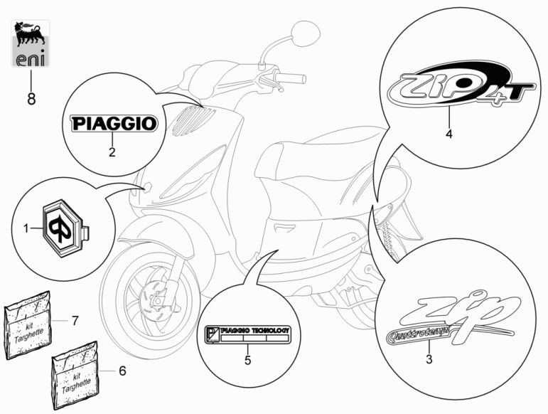 Emblematy Piaggio Zip 2000 4-suwowy AC