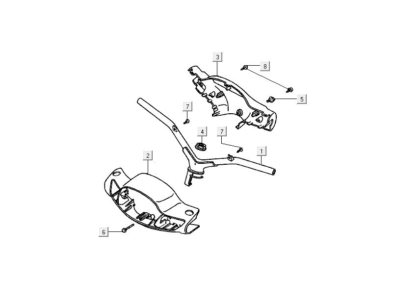 Kierownica i elementy kierownicy Kymco DJ 2-suwowy Srebrny