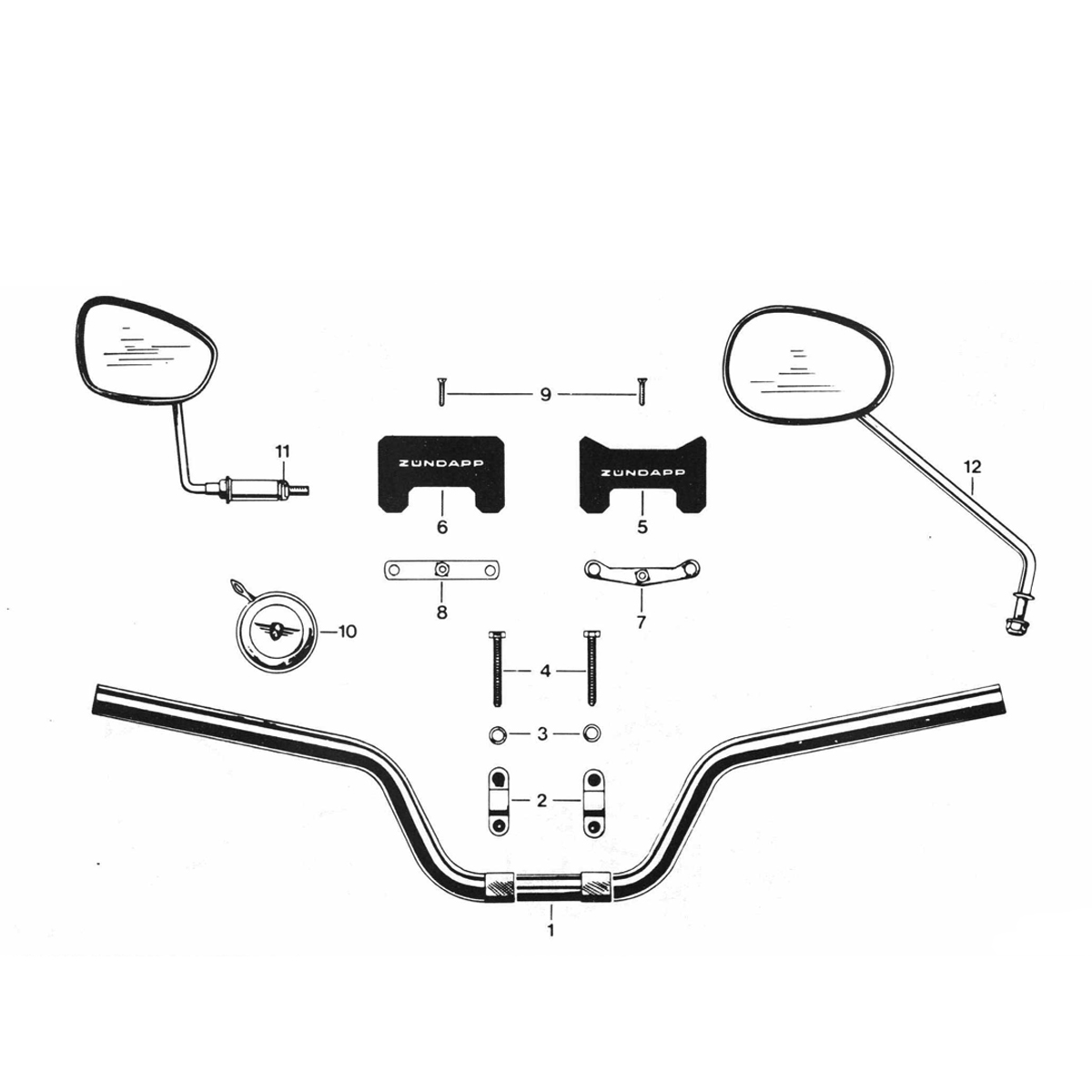 Kierownica - Lustro - Bel Zundapp 529 wszystkie typy