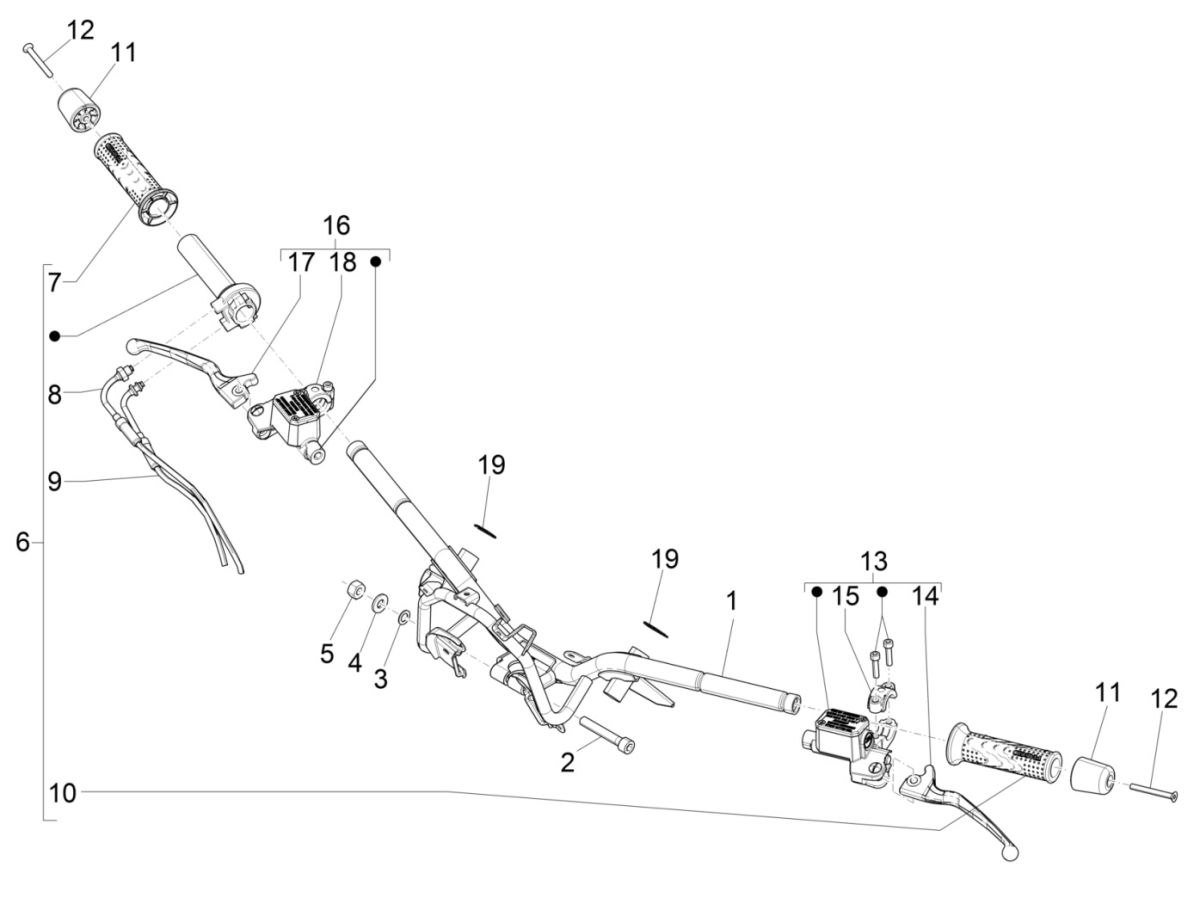 Kierownica - pompa hamulcowa Piaggio Beverly 300 IE ABS E4 2016 - 2020 (EMEA)