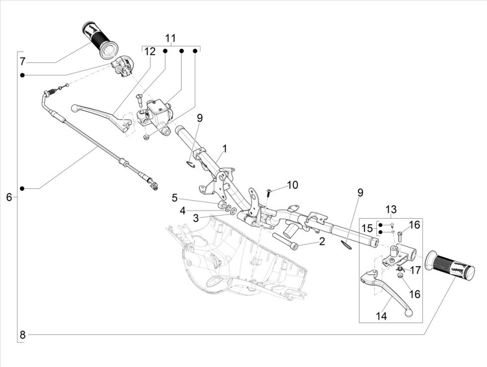 Kierownica Vespa Primavera 4-suwowy 3V (wtrysk euro5 IGET)