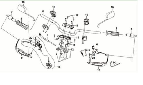 Stuurbocht - remgrepen KPL. L/R. Sym Crox 50 E3 ZWART/GRIJS (BK-5560S/GY-7450U)
