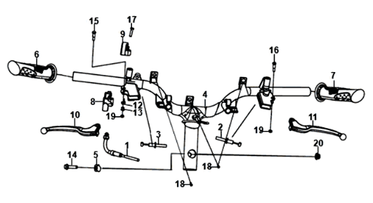 Stuurbocht / remhevels / kabels Sym Orbit III 125I E4