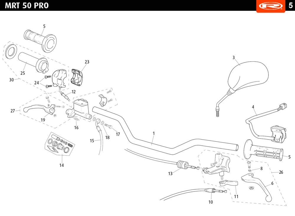 Części kierownicze - Lusterka Rieju MRT pro enduro zielony 2010 2-suwowy